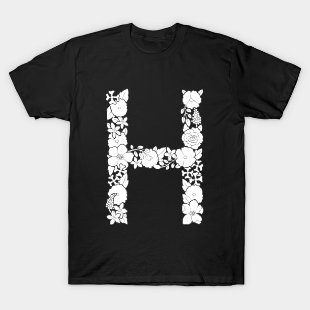 Floral Letter H T-Shirt by Litedawn